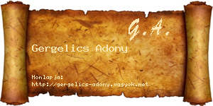 Gergelics Adony névjegykártya